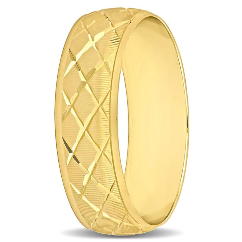 Lattice Mens Wedding Band in 14K Yellow Gold