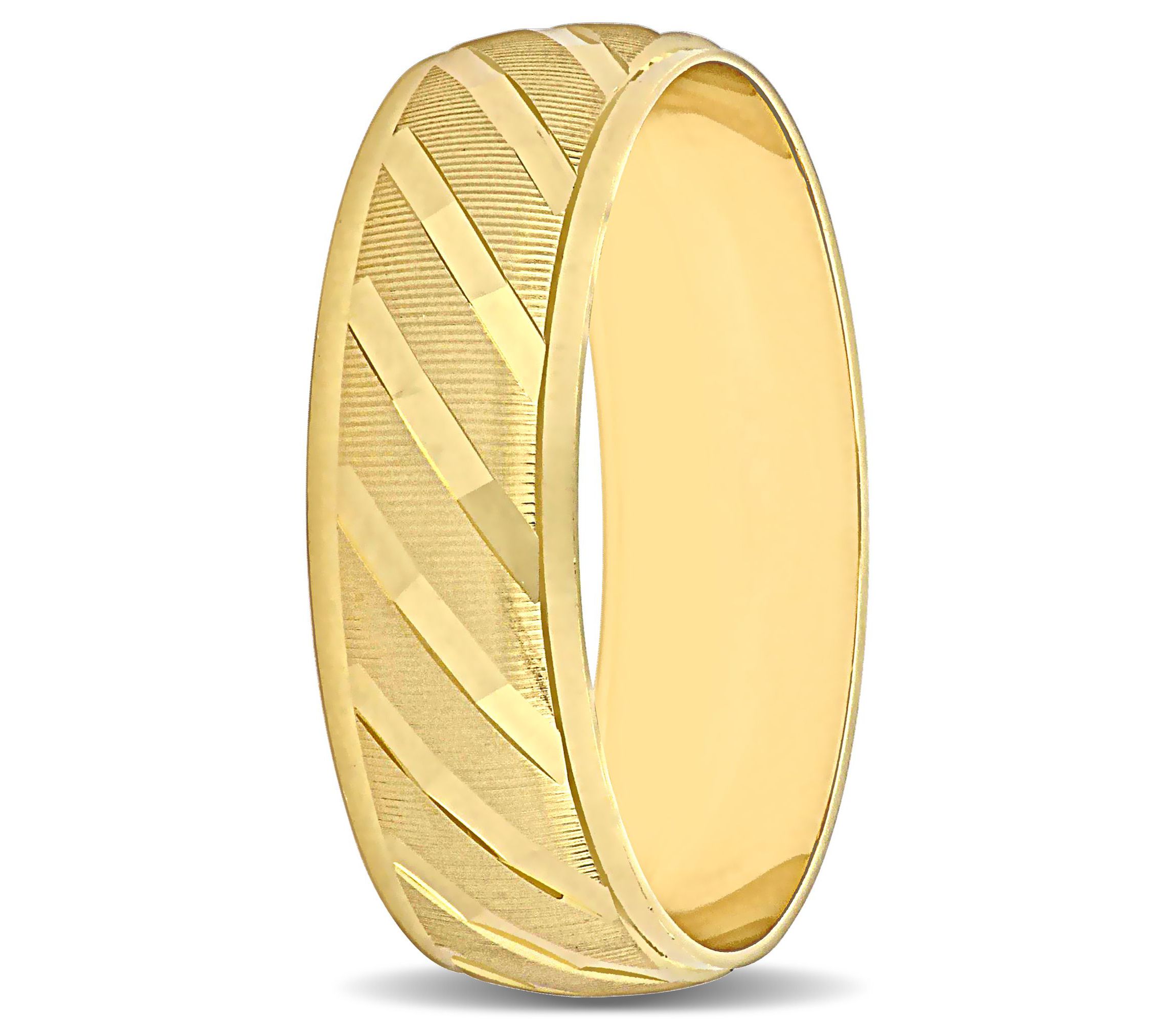 Textured Striped Mens Wedding Band in 14K Yellow Gold