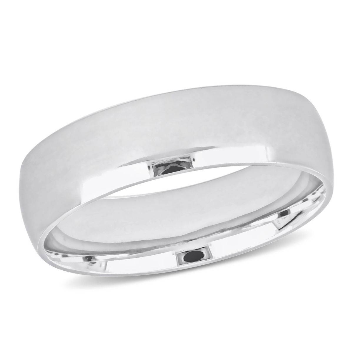 Polished Finish Mens Wedding Band in 14K White Gold