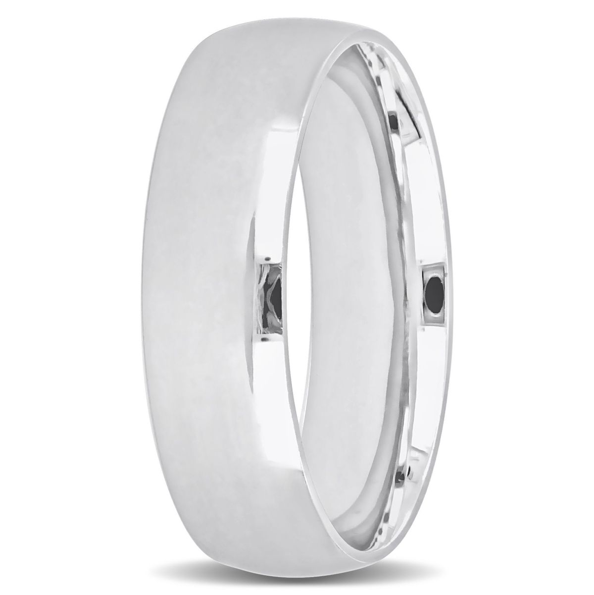 Polished Finish Mens Wedding Band in 14K White Gold