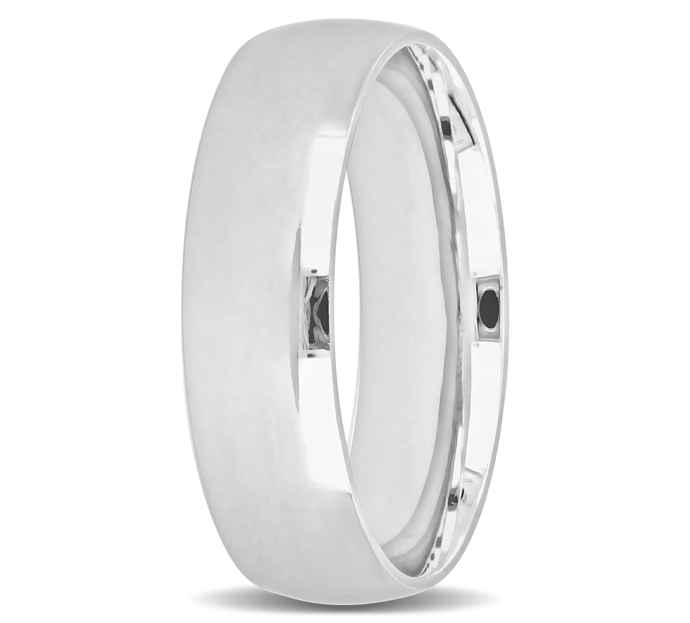 Polished Finish Mens Wedding Band in 14K White Gold