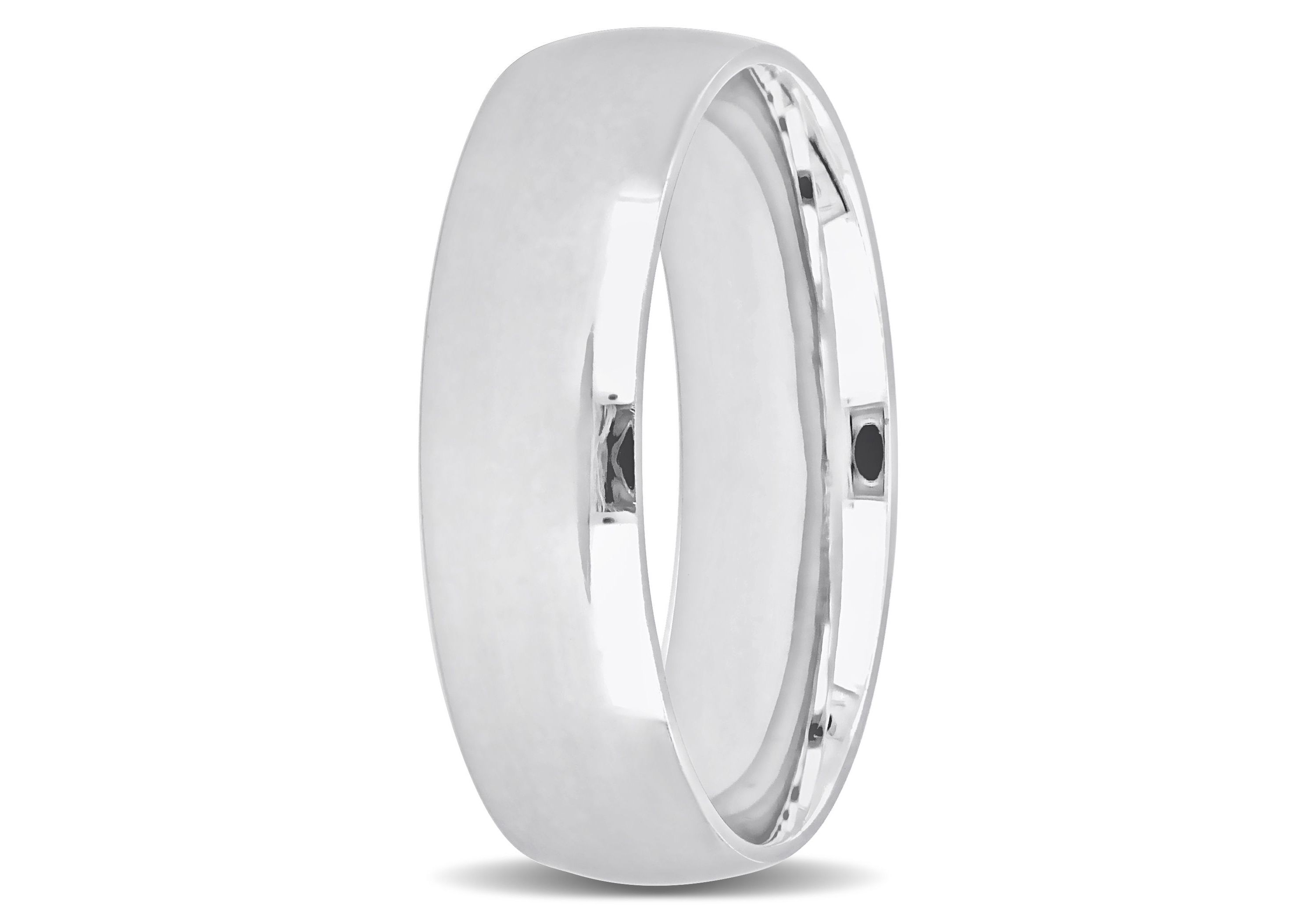 Polished Finish Mens Wedding Band in 14K White Gold