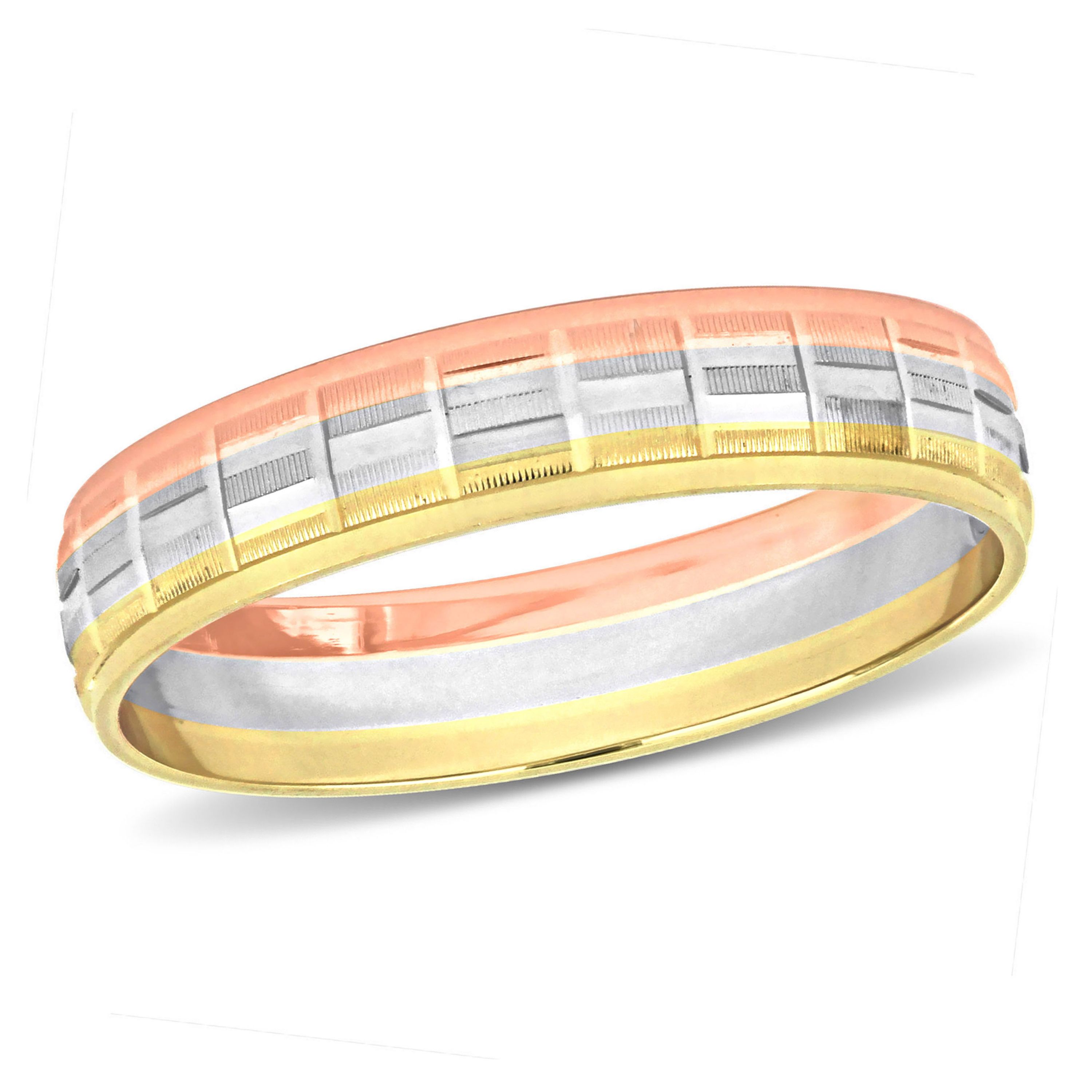 Ladies Wedding Band in 10K Tri-Tone Gold