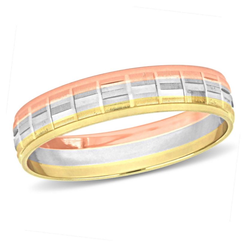 Ladies Wedding Band in 10K Tri-Tone Gold