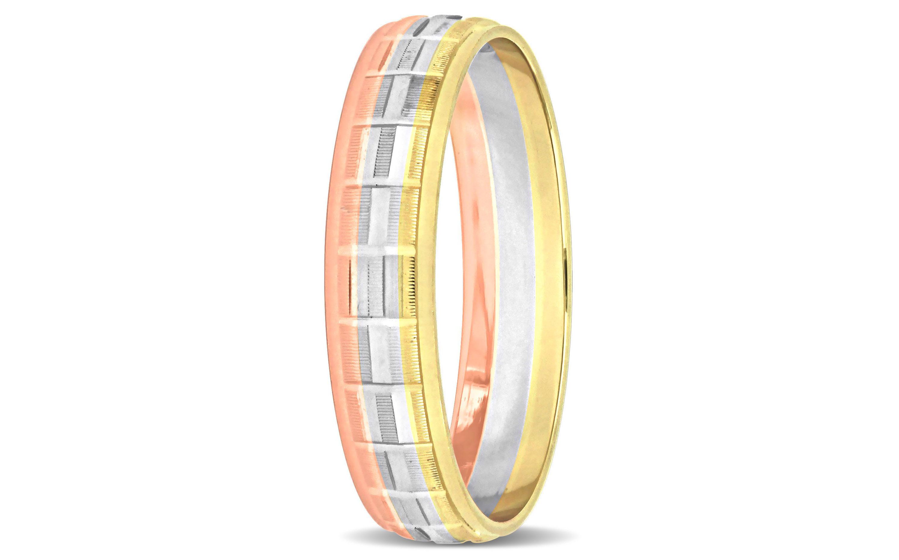 Ladies Wedding Band in 10K Tri-Tone Gold