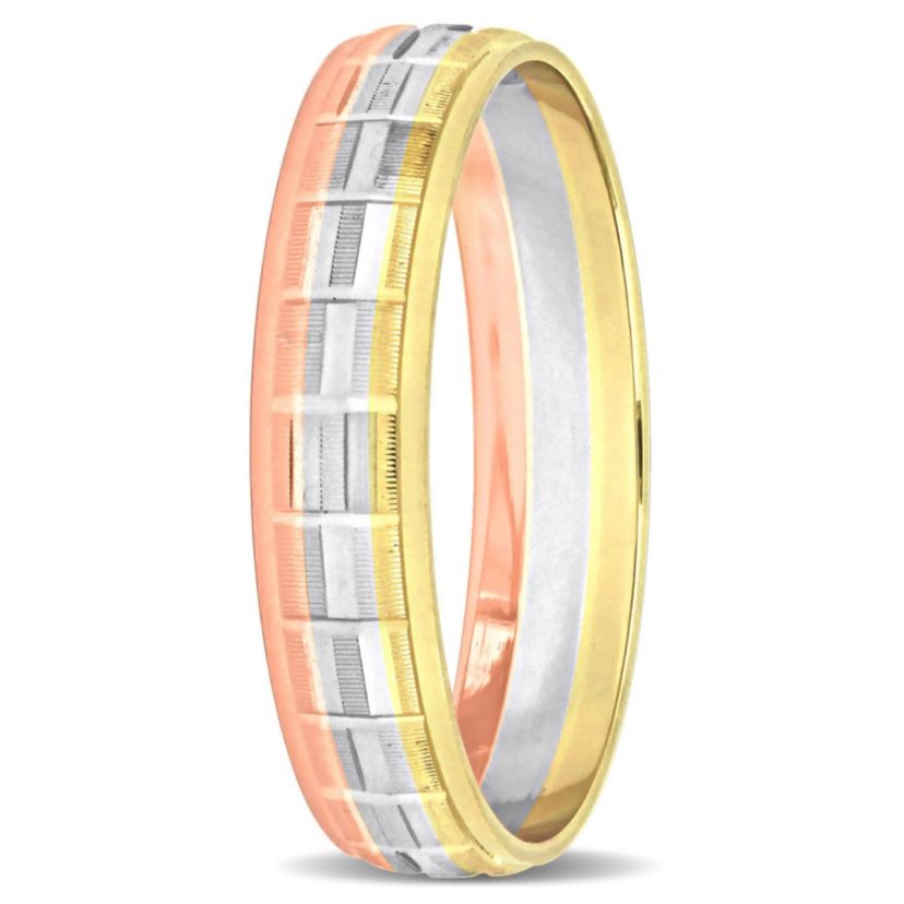 Ladies Wedding Band in 10K Tri-Tone Gold