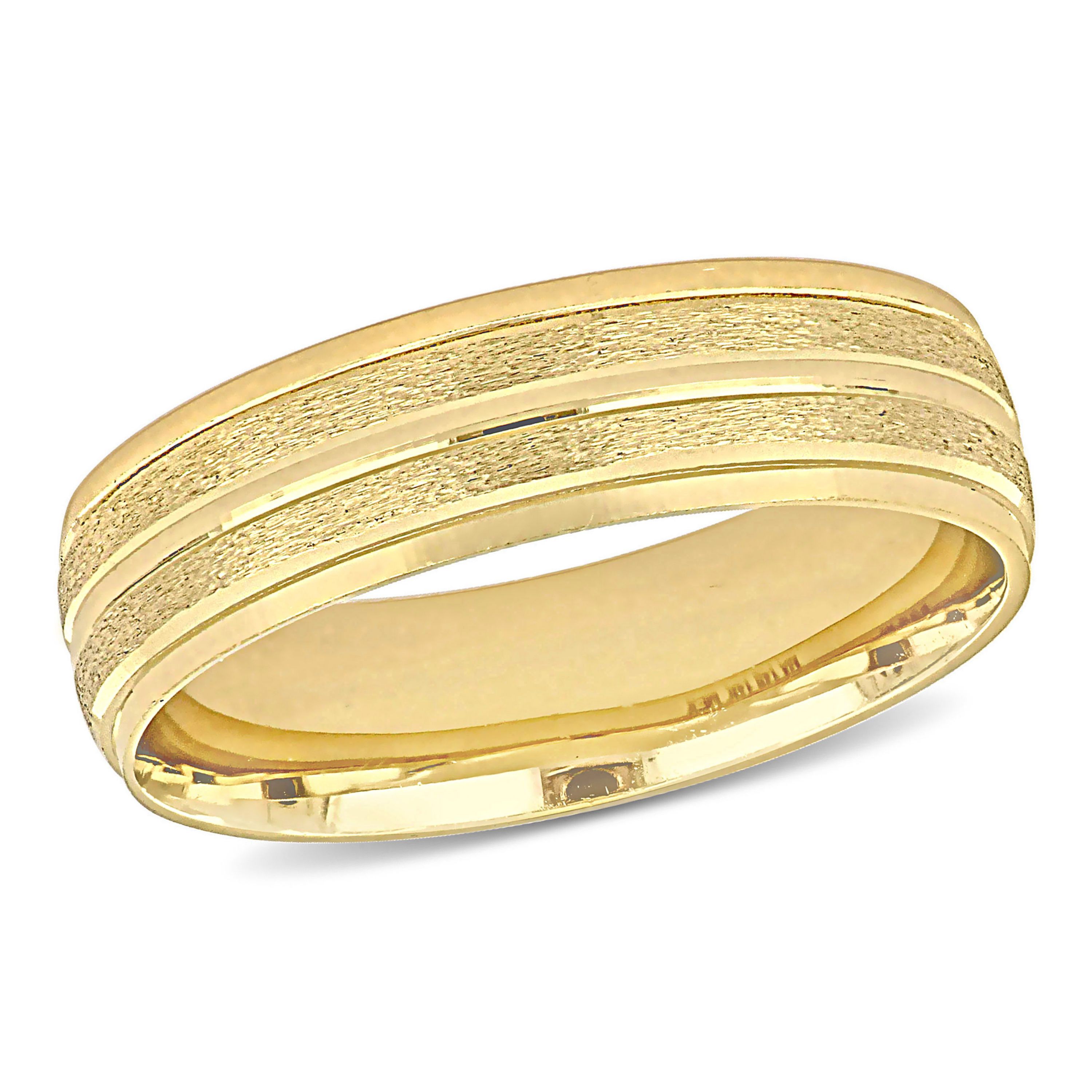Double Row Textured Ladies Wedding Band in 14K Yellow Gold