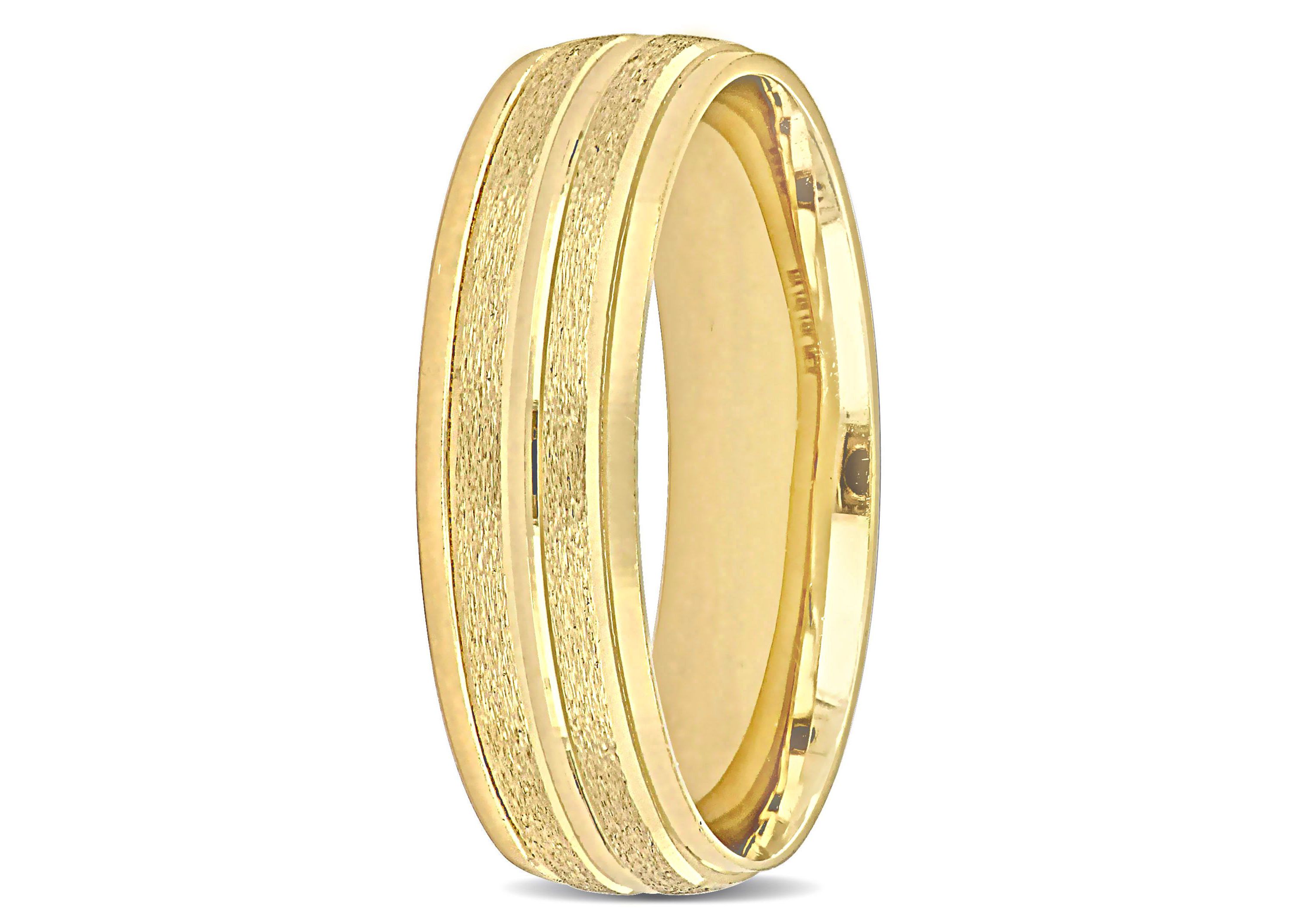 Double Row Textured Ladies Wedding Band in 14K Yellow Gold