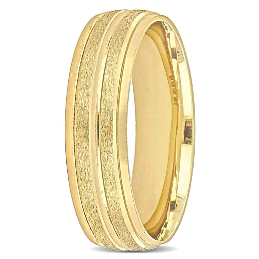 Double Row Textured Ladies Wedding Band in 14K Yellow Gold