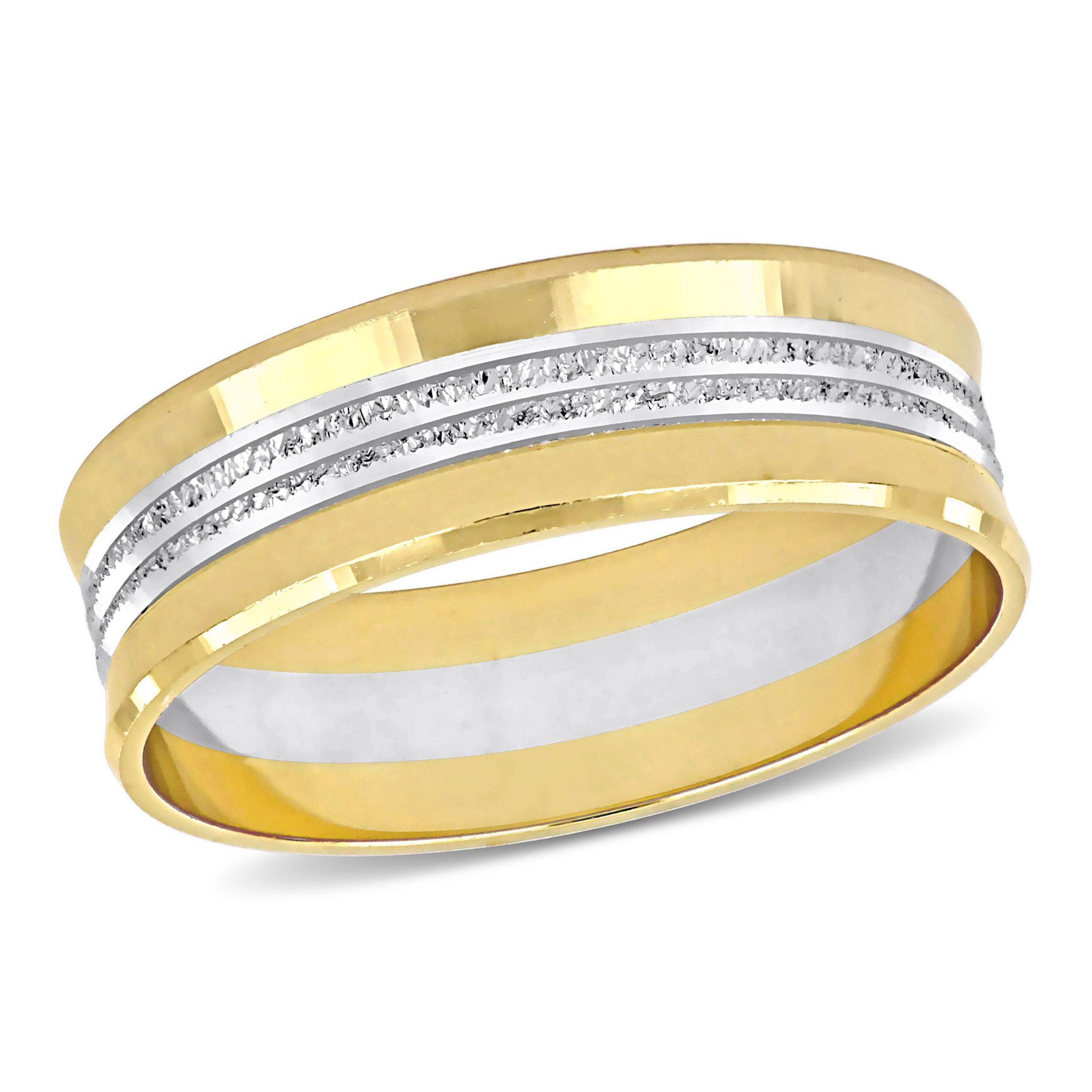 Mens Wedding Band in 10K 2-Tone Gold