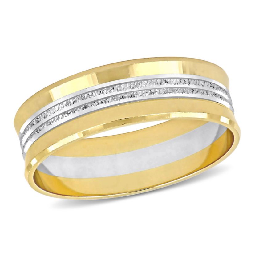 Mens Wedding Band in 10K 2-Tone Gold