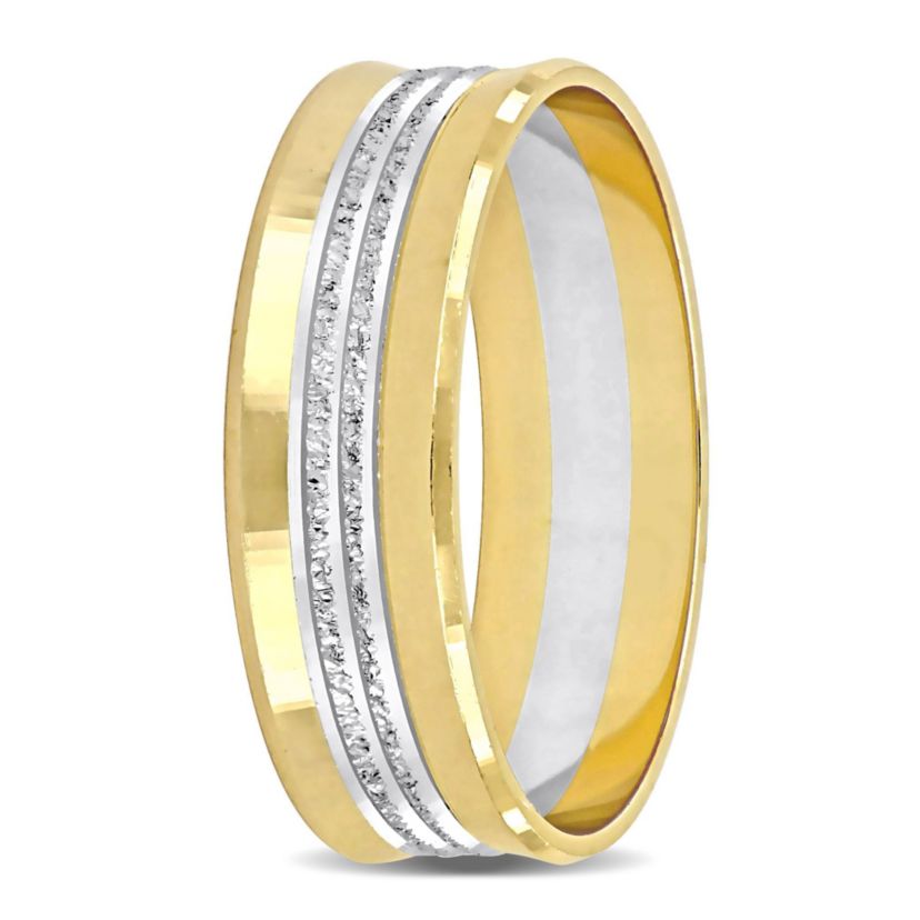 Mens Wedding Band in 10K 2-Tone Gold