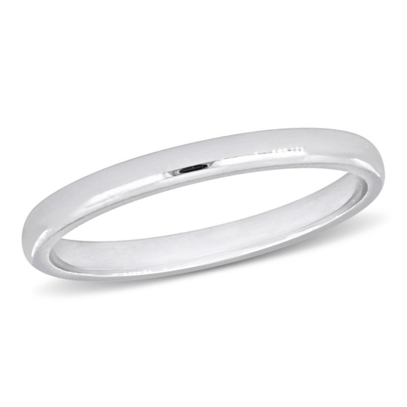 Comfort Fit Ladies Wedding Band in 14K White Gold