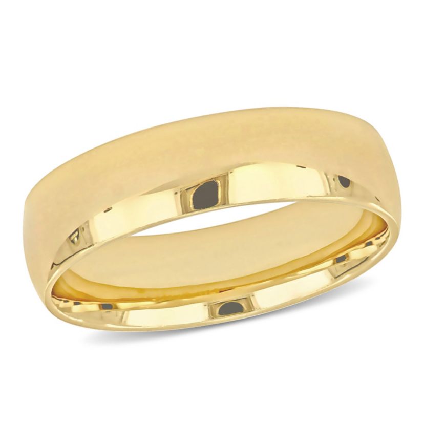 Polished Finish Mens Wedding Band in 14K Yellow Gold