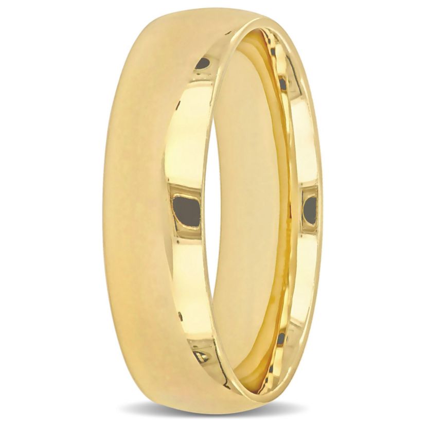 Polished Finish Mens Wedding Band in 14K Yellow Gold
