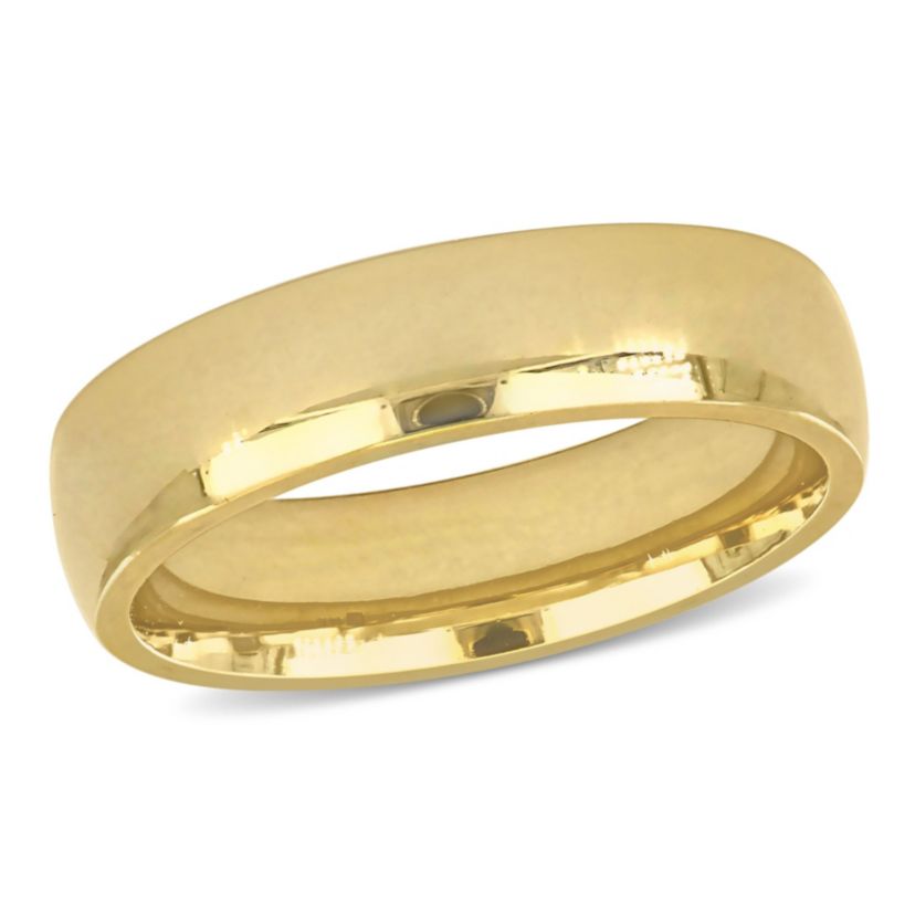 Polished Finish Comfort Fit Mens Wedding Band in 14K Yellow Gold
