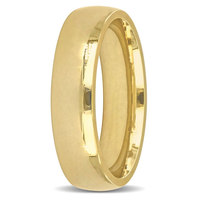 Polished Finish Comfort Fit Mens Wedding Band in 14K Yellow Gold
