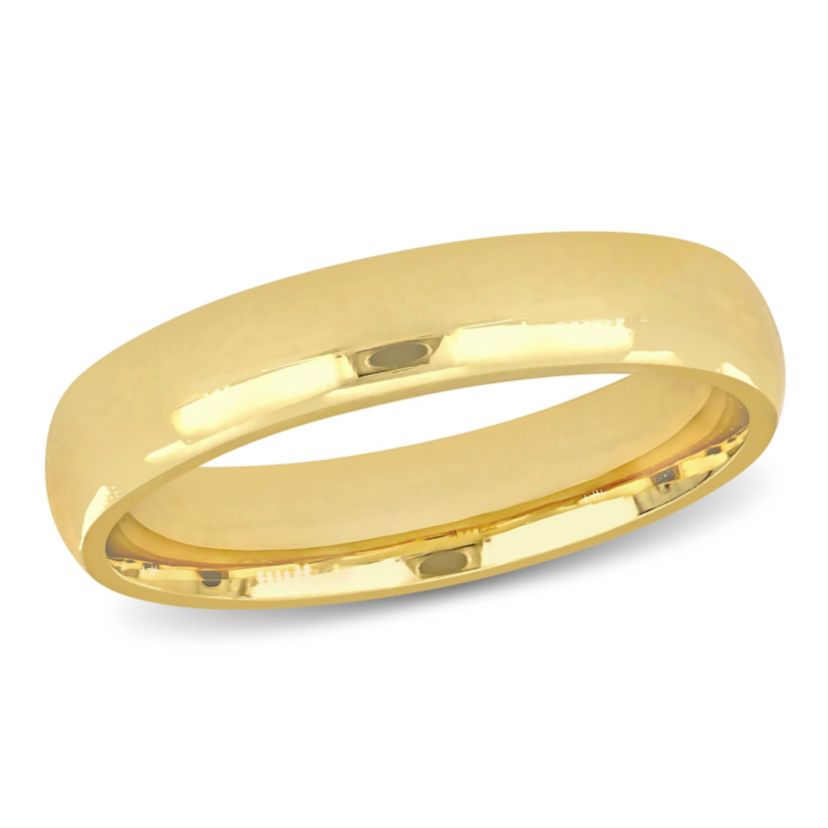 Polished Finish Comfort Fit Mens Wedding Band in 14K Yellow Gold