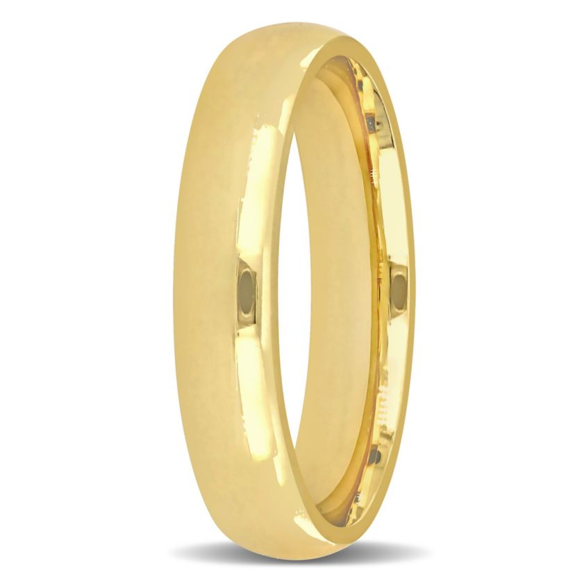 Polished Finish Comfort Fit Mens Wedding Band in 14K Yellow Gold