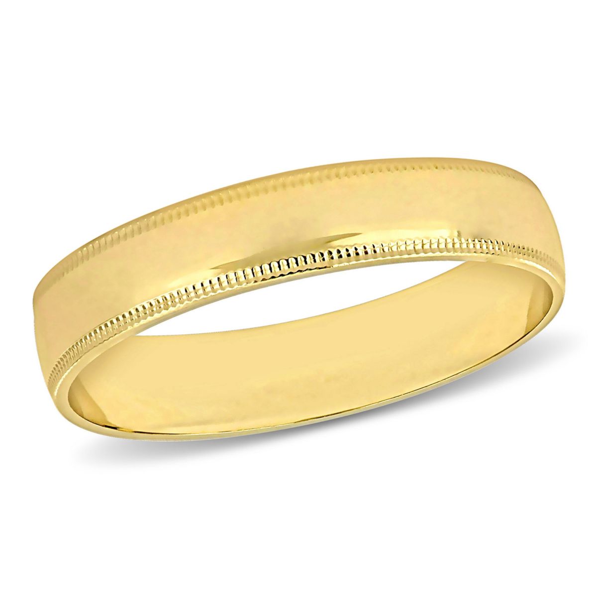 Brushed Finish Milgrain Edge Ladies Wedding Band in 14K Yellow Gold