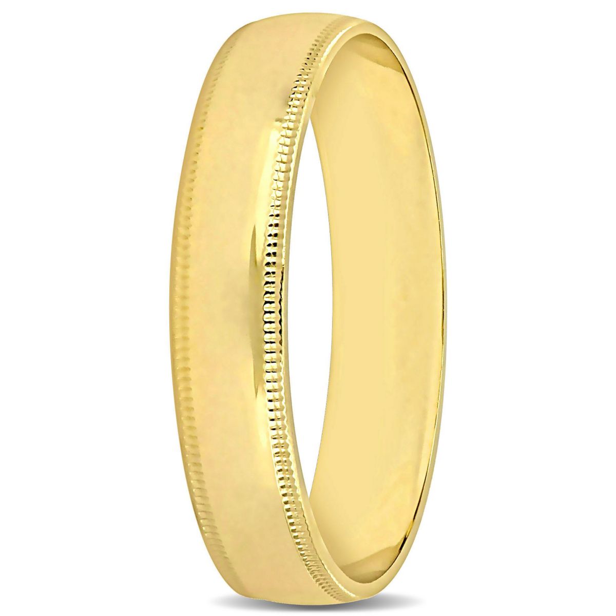 Brushed Finish Milgrain Edge Ladies Wedding Band in 14K Yellow Gold