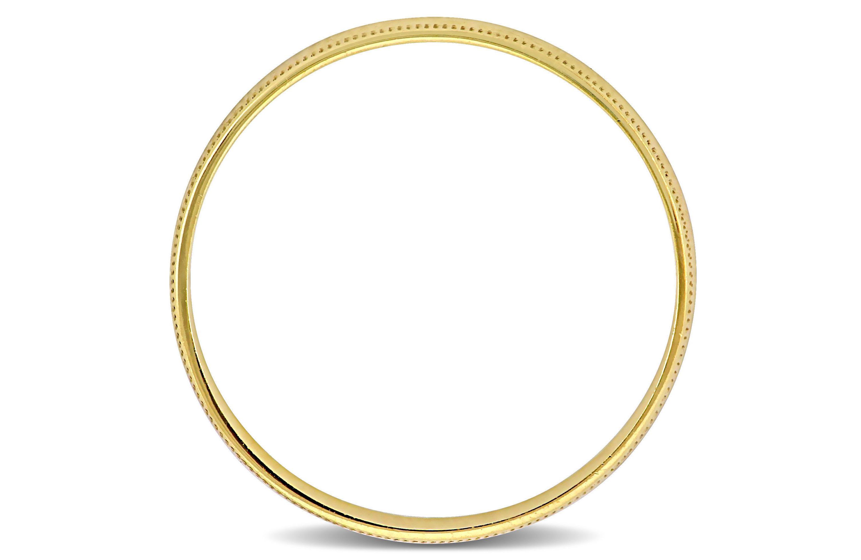 Brushed Finish Milgrain Edge Ladies Wedding Band in 14K Yellow Gold