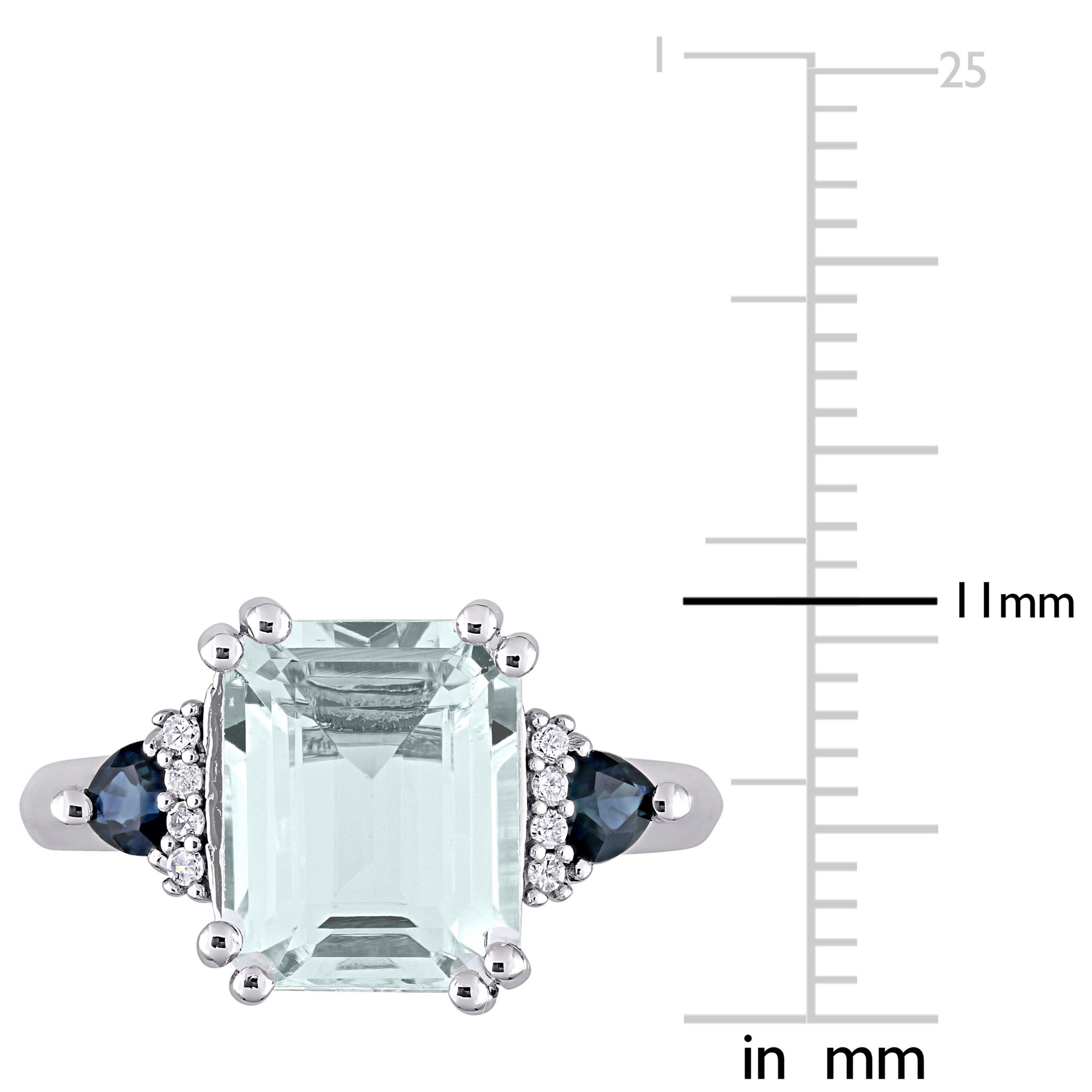 Ice Aquamarine and Sapphire with Diamnd Accent Cocktail Ring in Sterling Silver