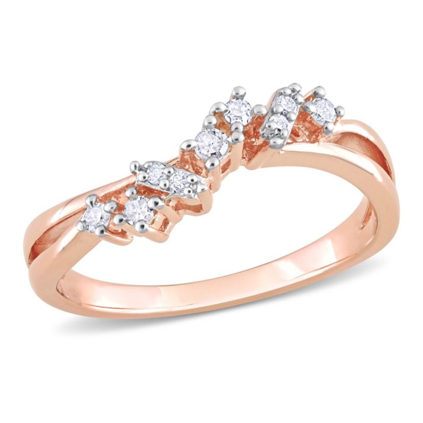 1/6 ct. t.w. Diamond 9-Stone Ring in Rose Plated Sterling Silver