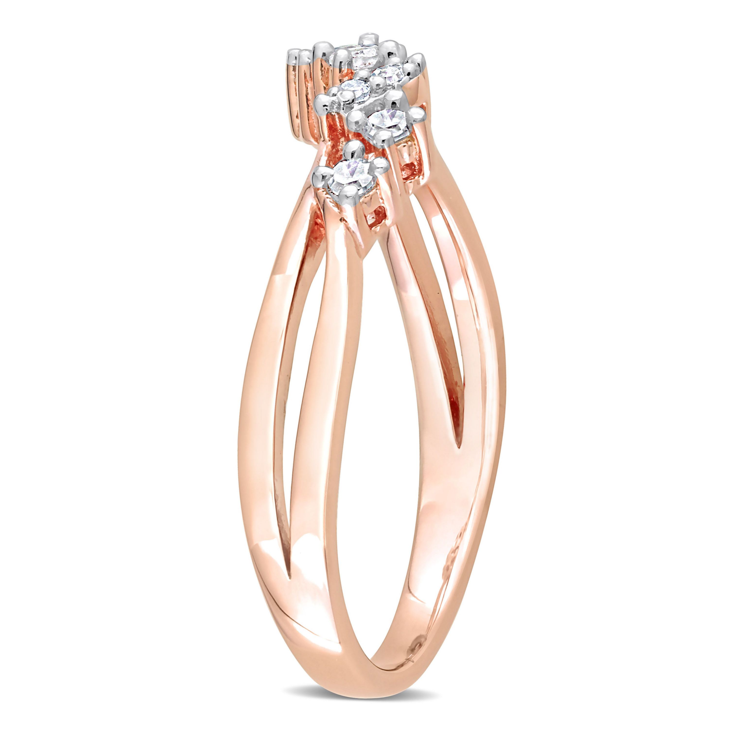 1/6 ct. t.w. Diamond 9-Stone Ring in Rose Plated Sterling Silver