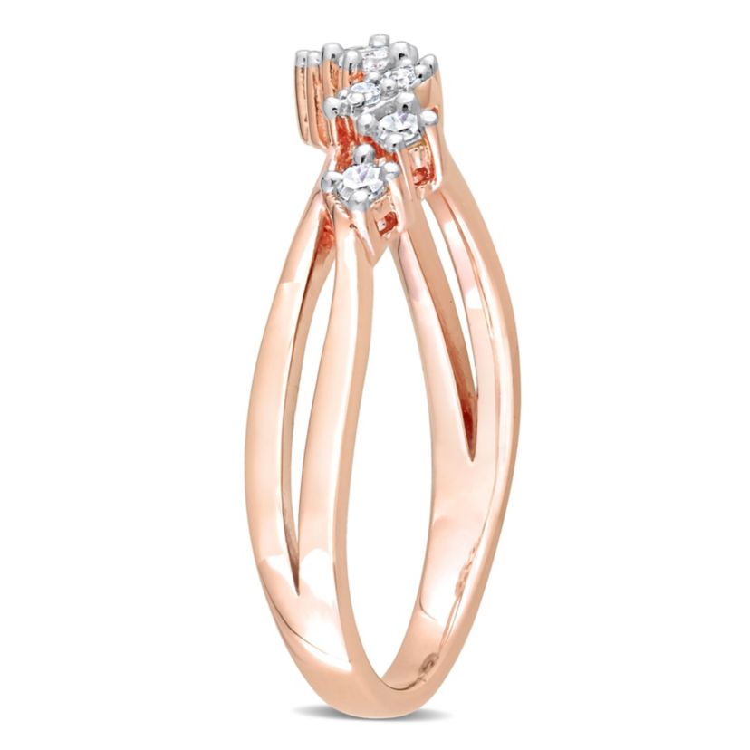 1/6 ct. t.w. Diamond 9-Stone Ring in Rose Plated Sterling Silver