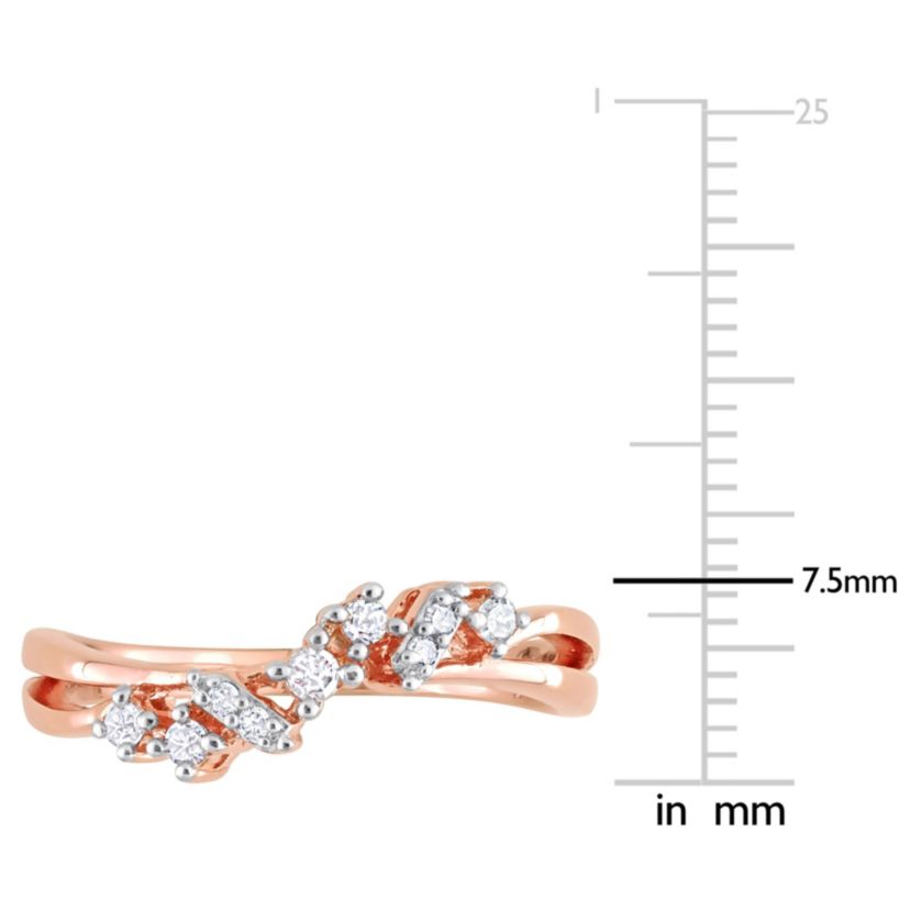 1/6 ct. t.w. Diamond 9-Stone Ring in Rose Plated Sterling Silver