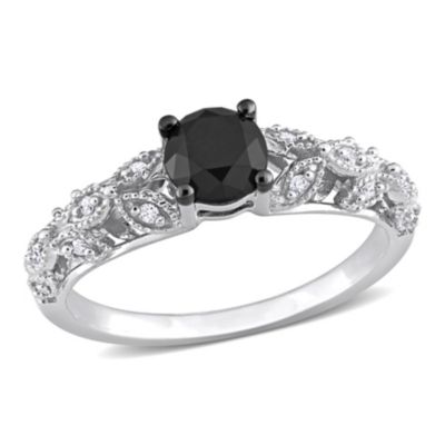 Belk & Co 1 ct. t.w. Black and White Diamond Vintage Ring in 14K White Gold, 7