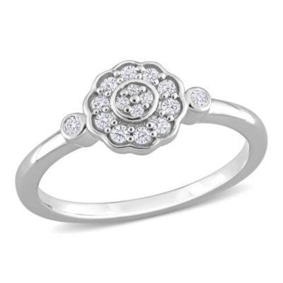 1/5 ct. t.w. Diamond Flower Ring Sterling Silver