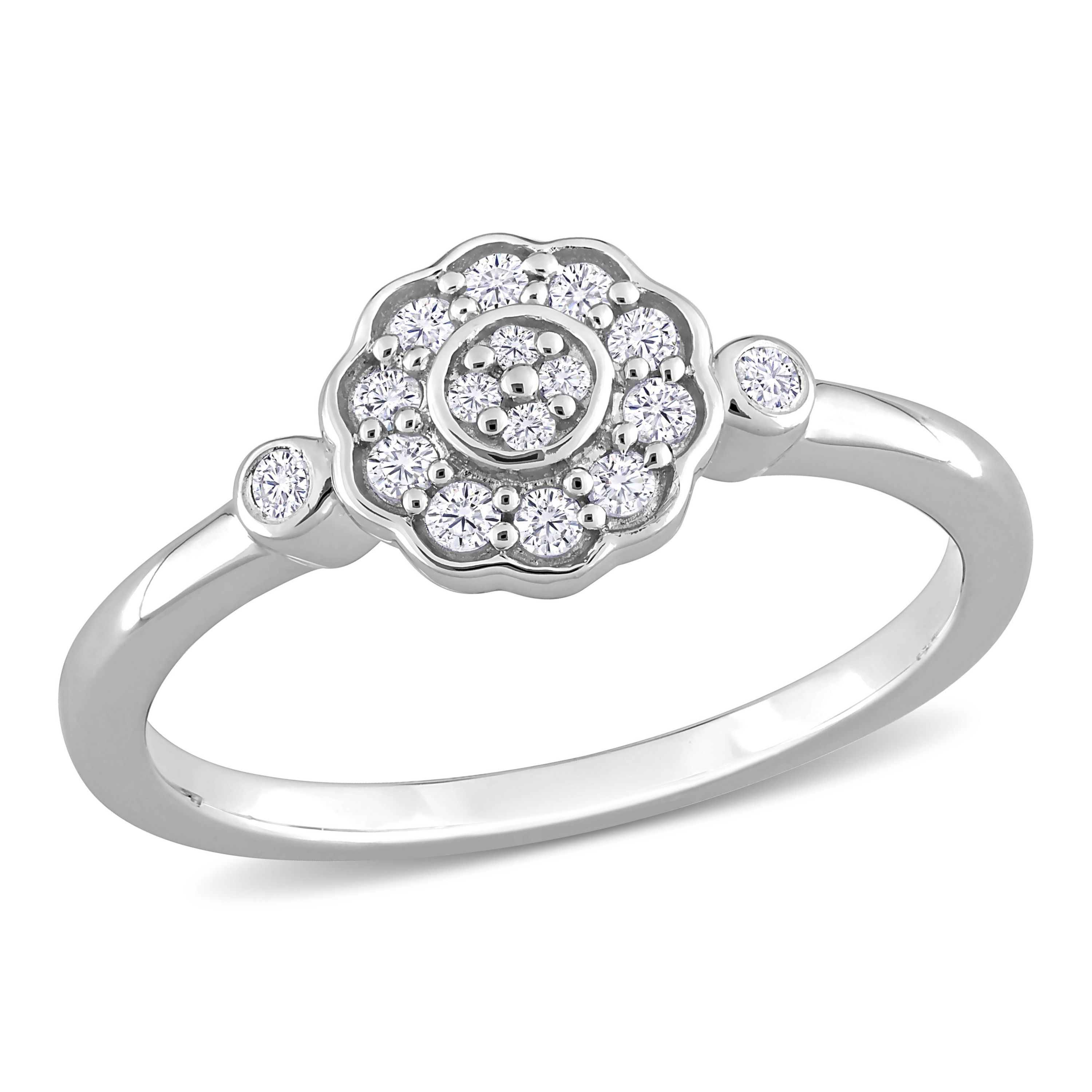 1/5 ct. t.w. Diamond Flower Ring in Sterling Silver