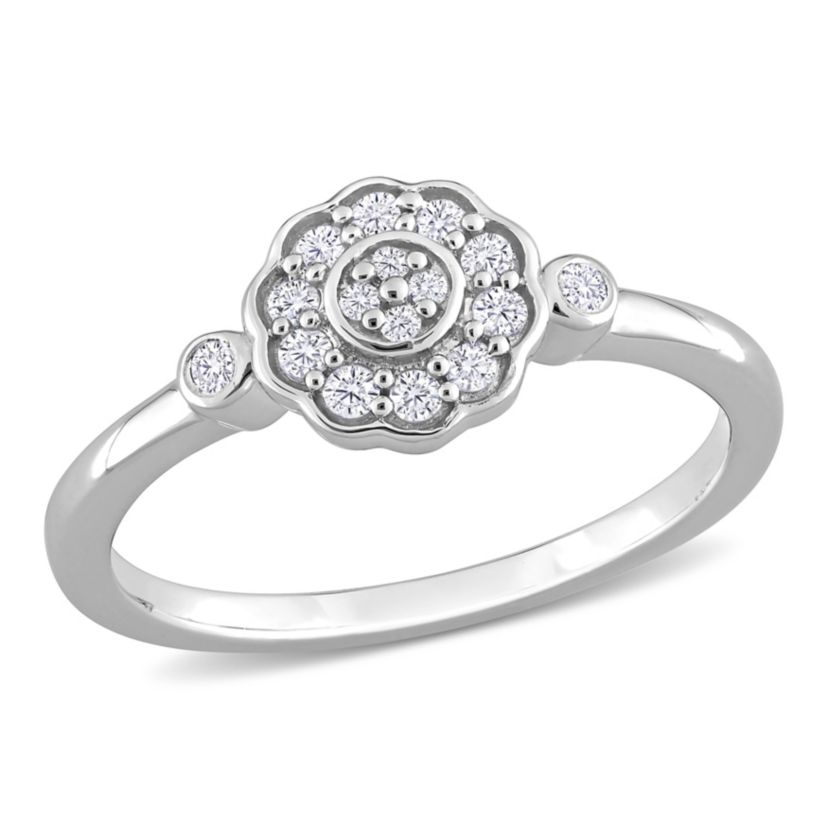 1/5 ct. t.w. Diamond Flower Ring in Sterling Silver