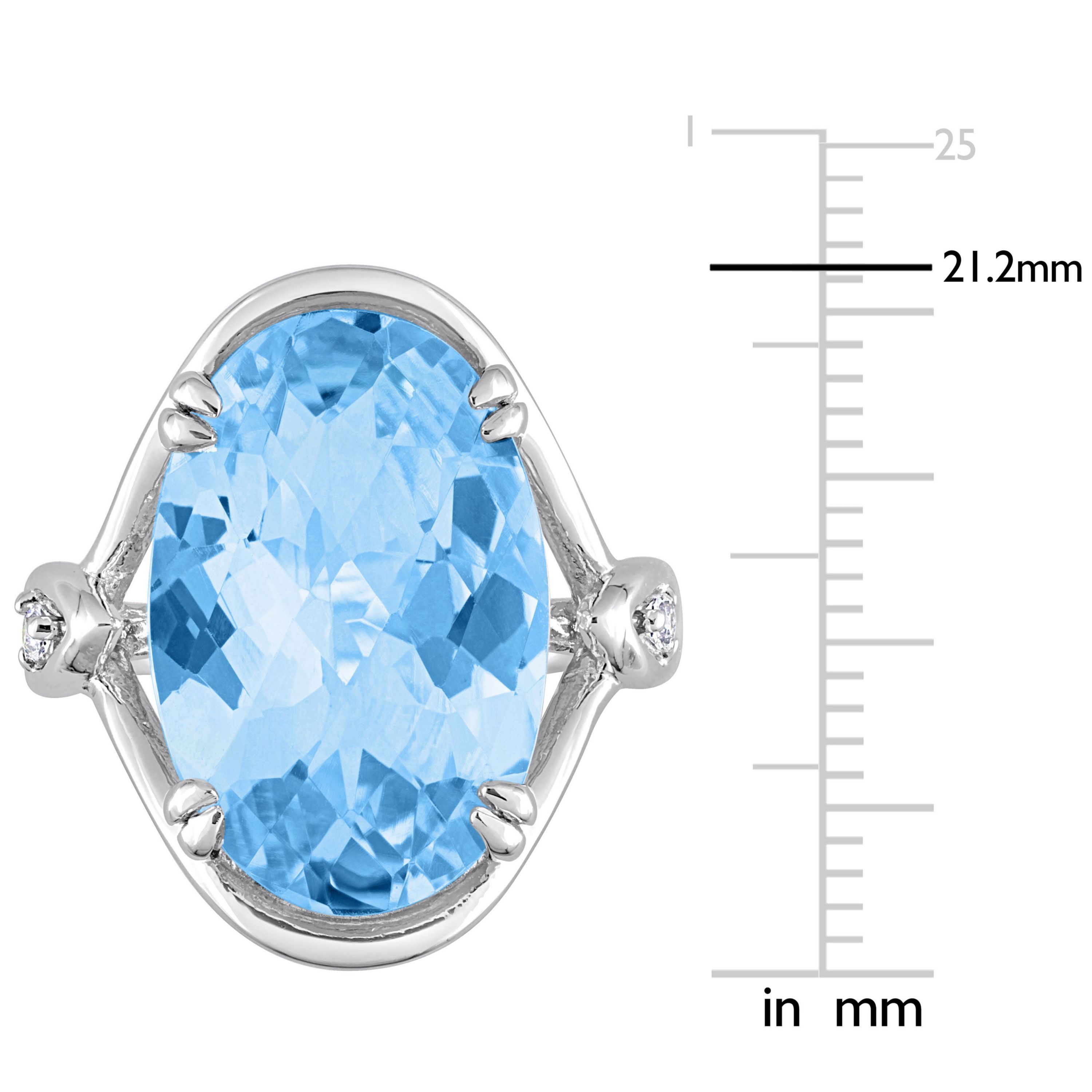 Sky Blue Topaz and White Topaz Solitaire Ring in Sterling Silver