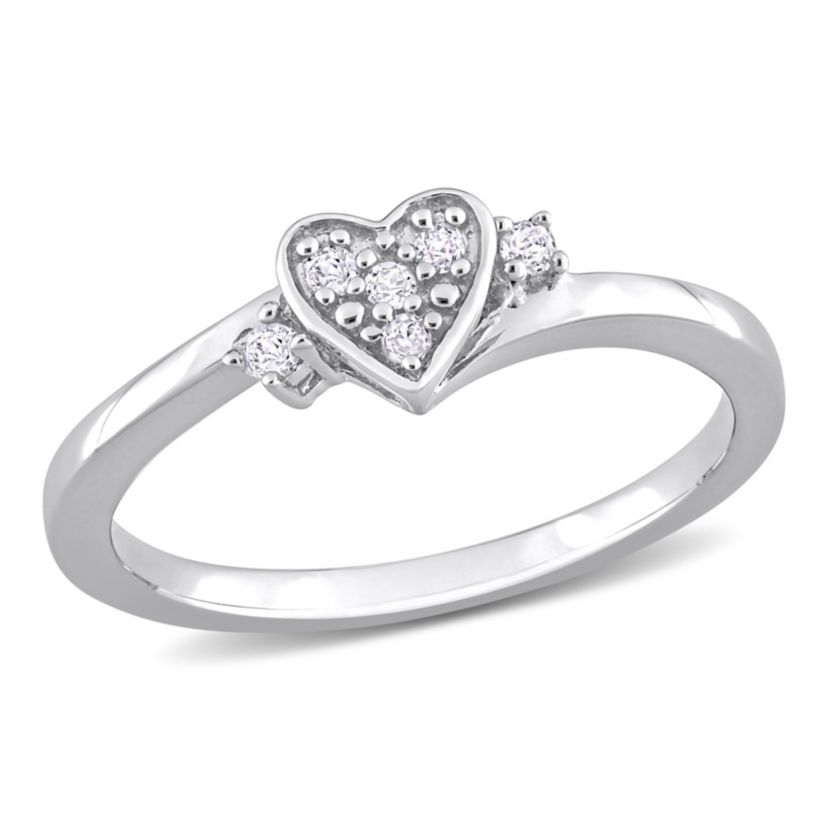 1/10 ct. t.w. Diamond Heart Ring in Sterling Silver