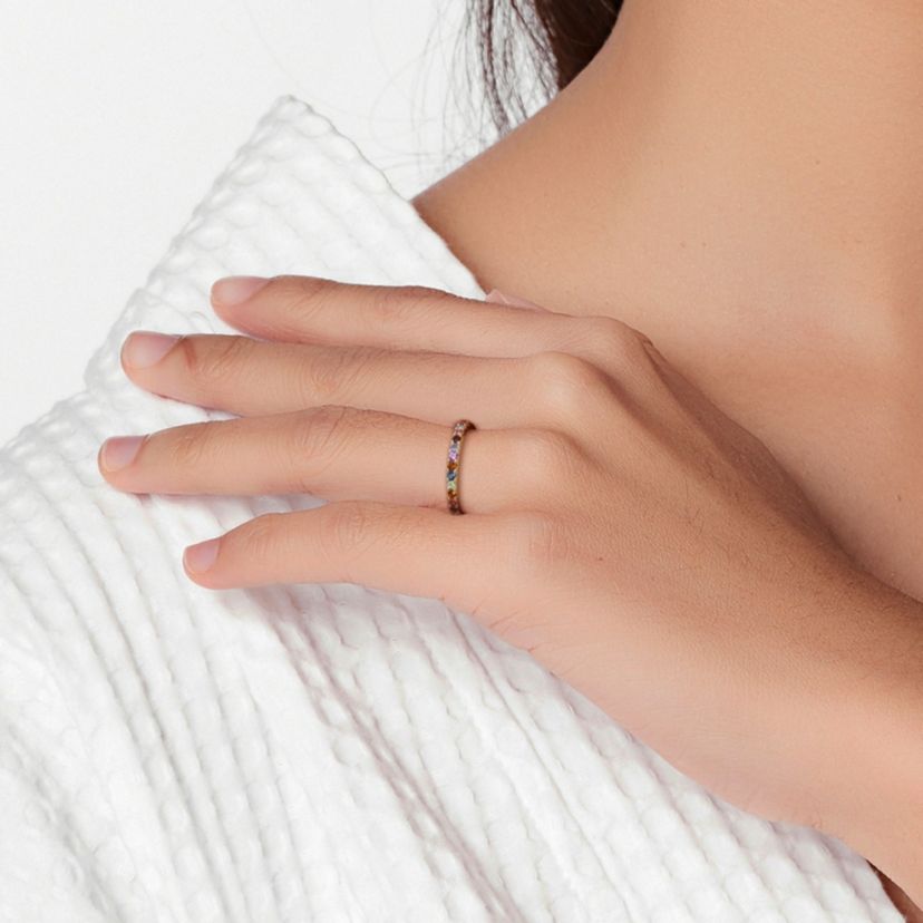 Multi-Gemstone Eternity Ring in 10K Yellow Gold