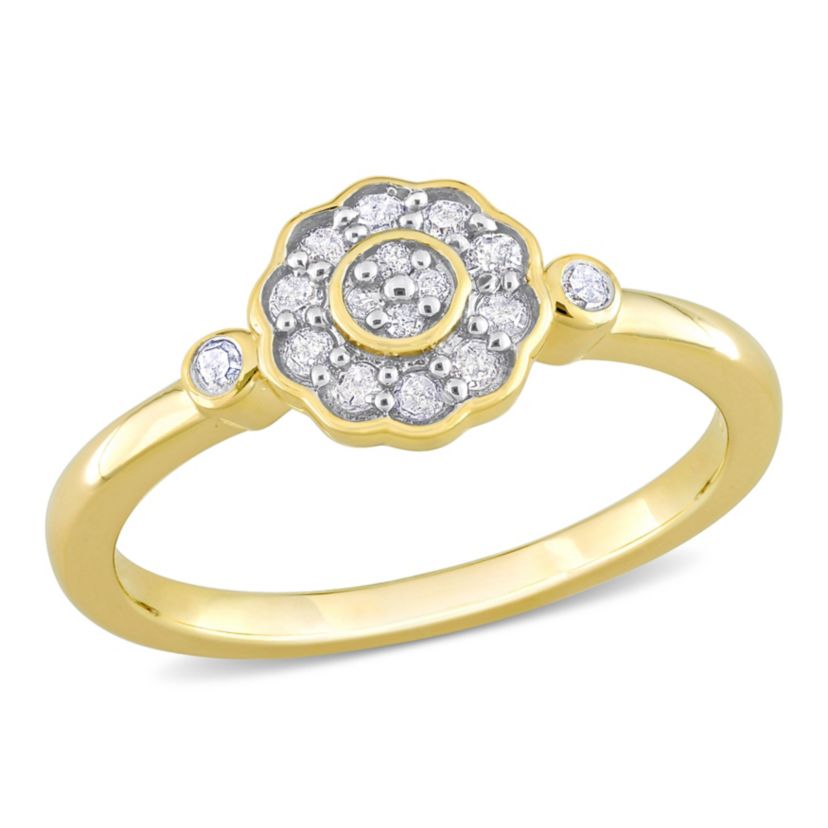 1/5 ct. t.w. Diamond Flower Ring in Yellow Plated Sterling Silver