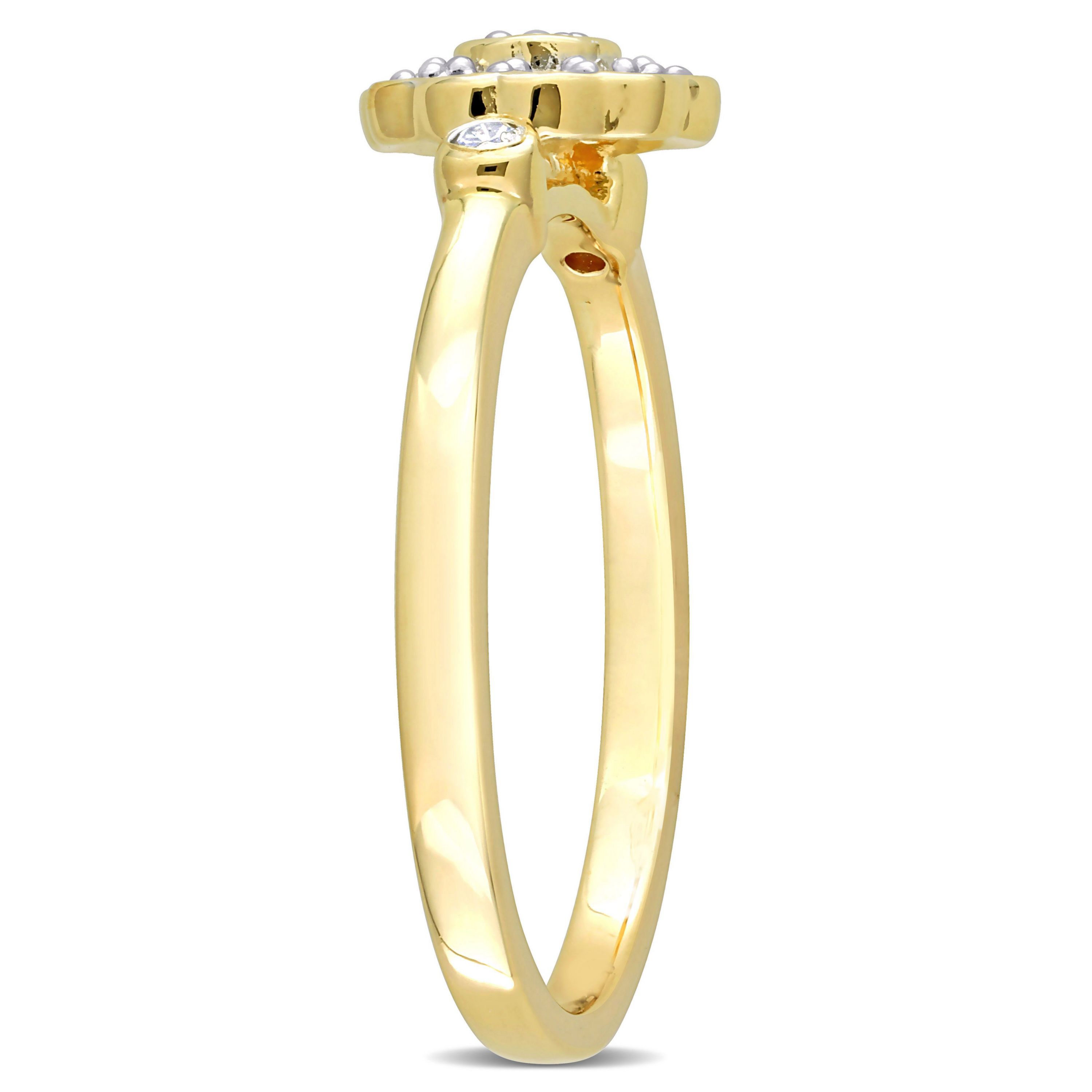 1/5 ct. t.w. Diamond Flower Ring in Yellow Plated Sterling Silver