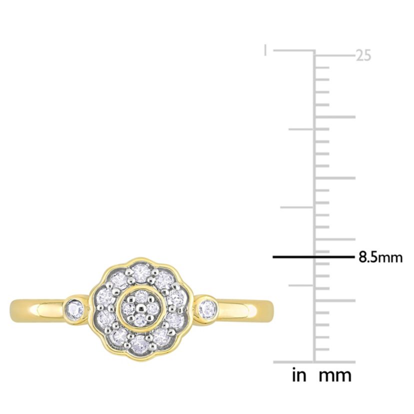 1/5 ct. t.w. Diamond Flower Ring in Yellow Plated Sterling Silver
