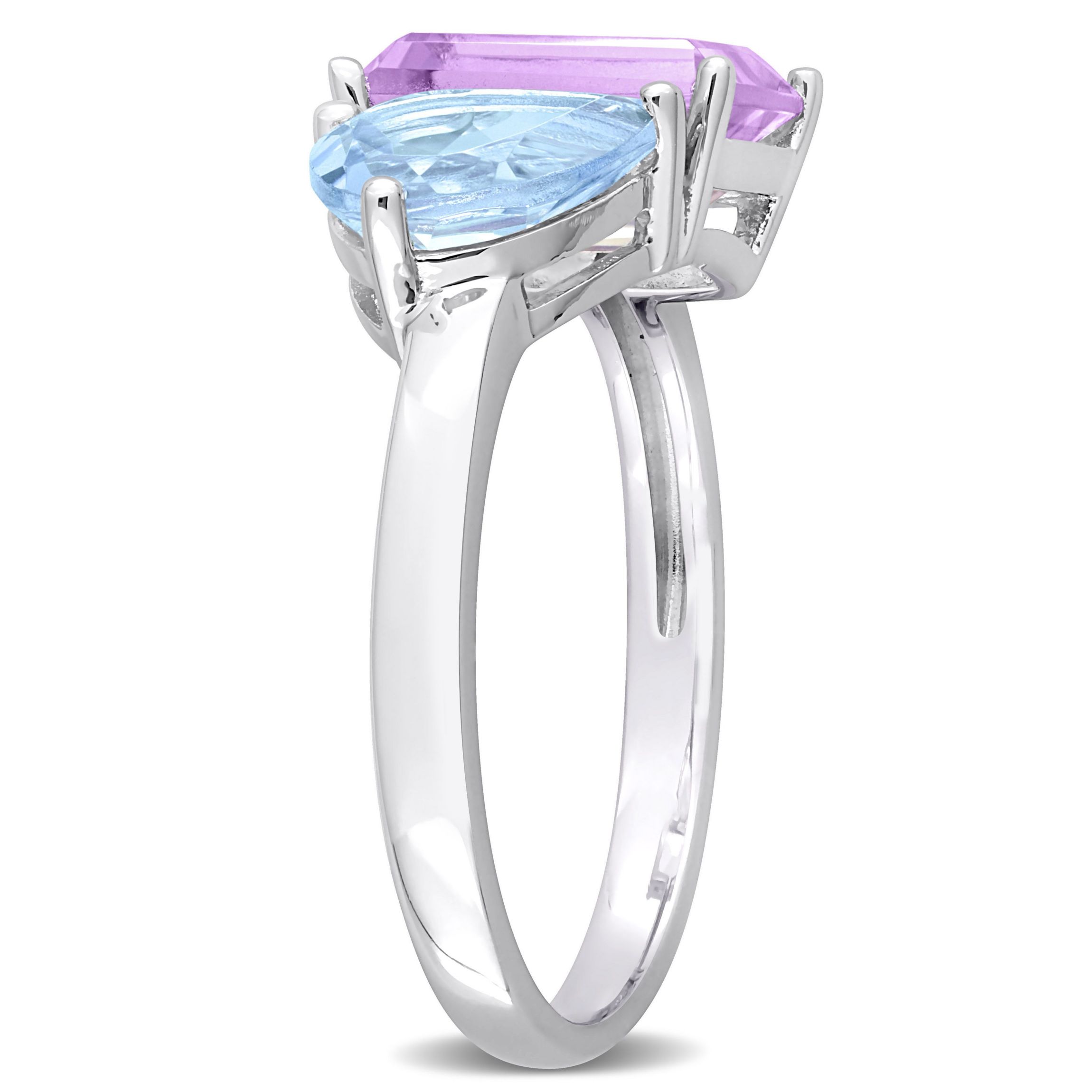 Sky Blue Topaz and Pink Amethyst 2-Stone Toi et Moi Ring in Sterling Silver