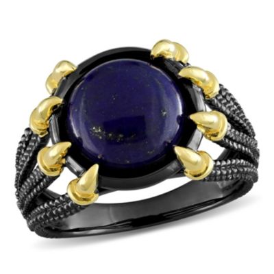 Lapis Ring Yellow Plated Sterling Silver with Black Rhodium