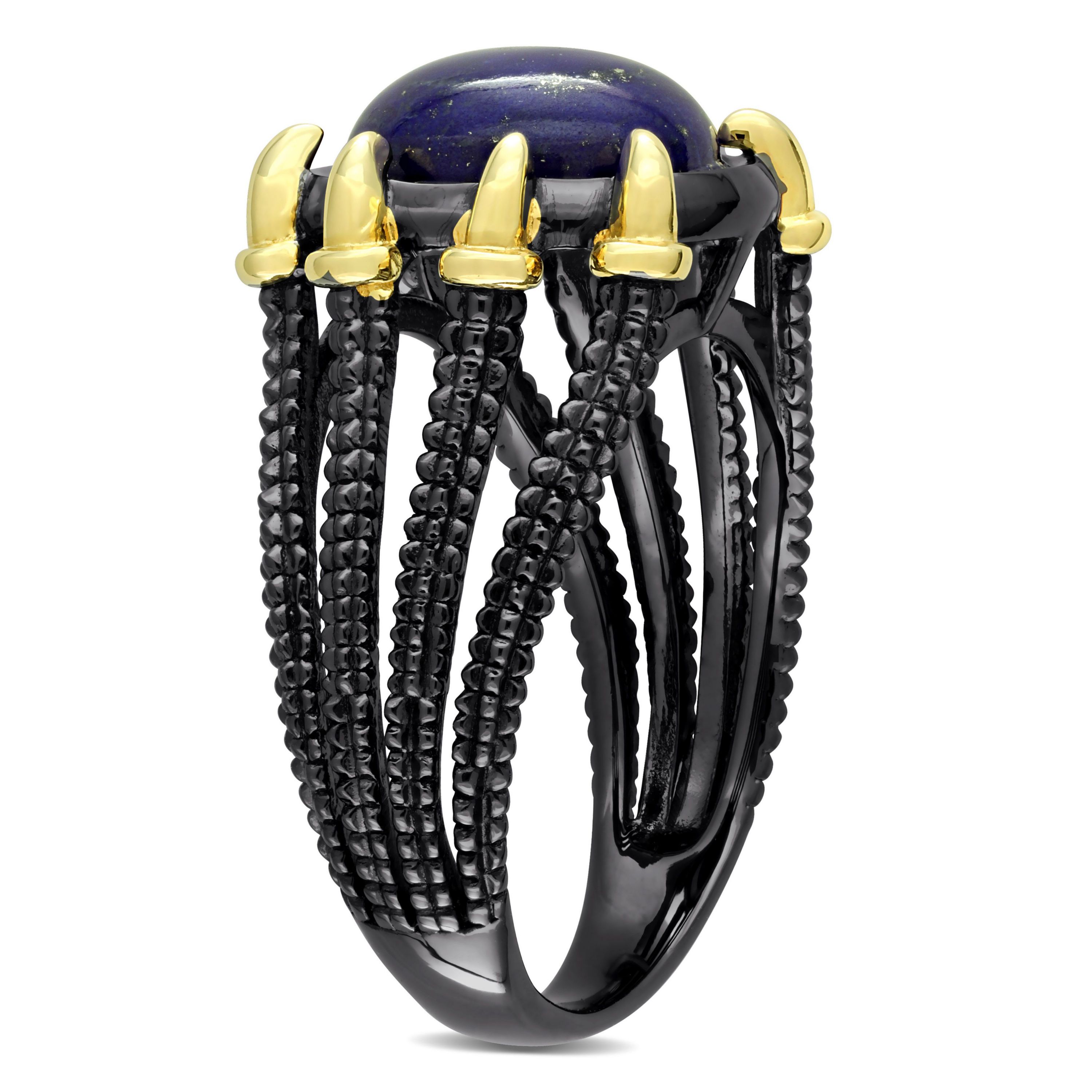 Lapis Ring in Yellow Plated Sterling Silver with Black Rhodium Plated