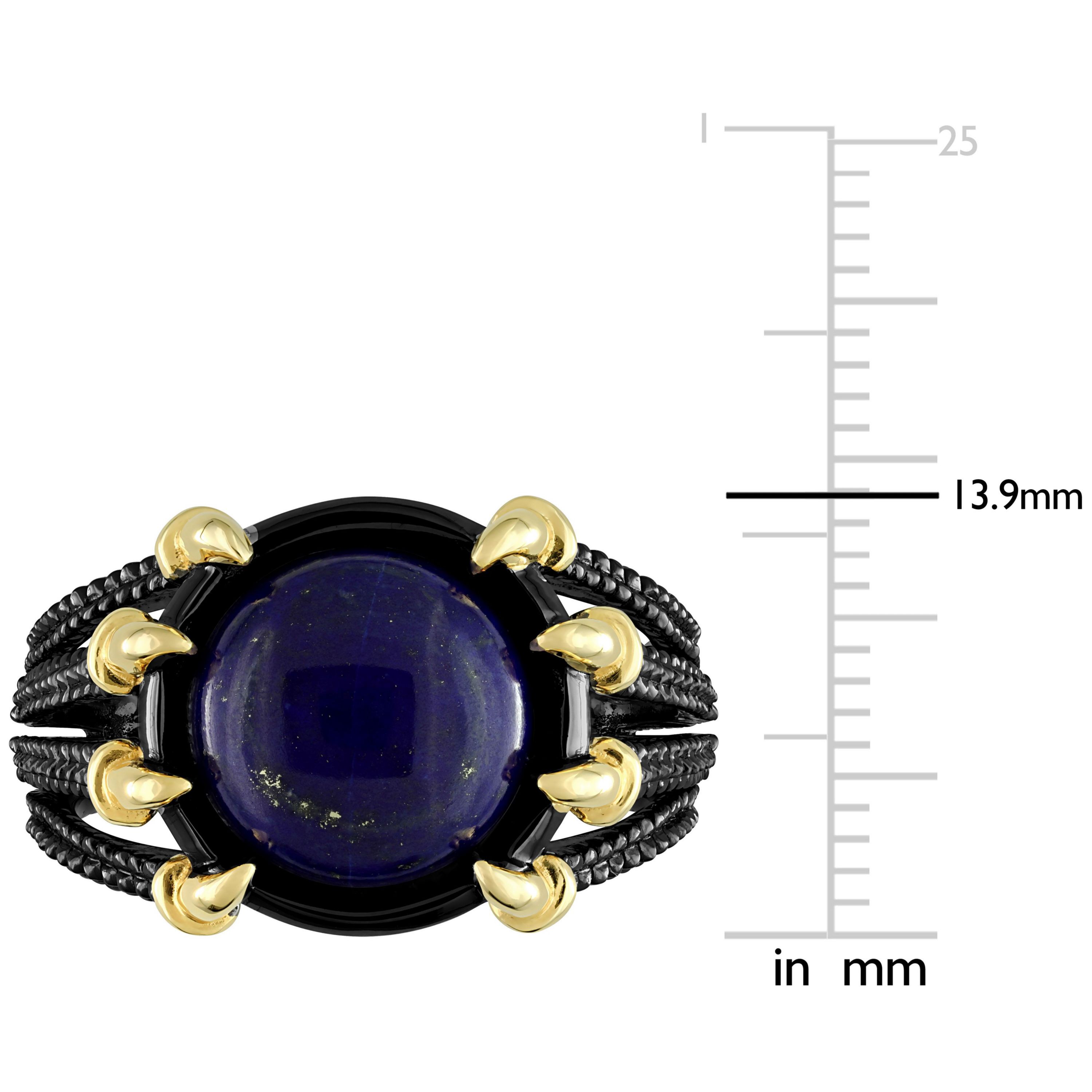 Lapis Ring in Yellow Plated Sterling Silver with Black Rhodium Plated