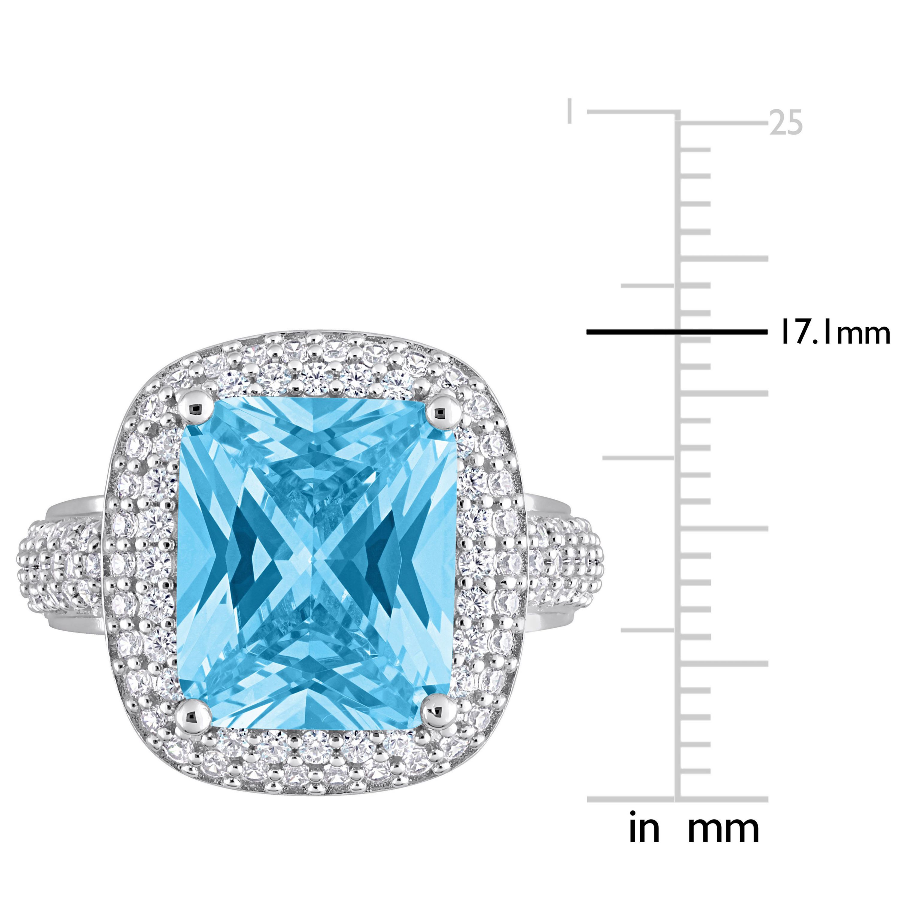 Light Blue Pastel & White Cubic Zirconia Double Halo Ring in Sterling Silver