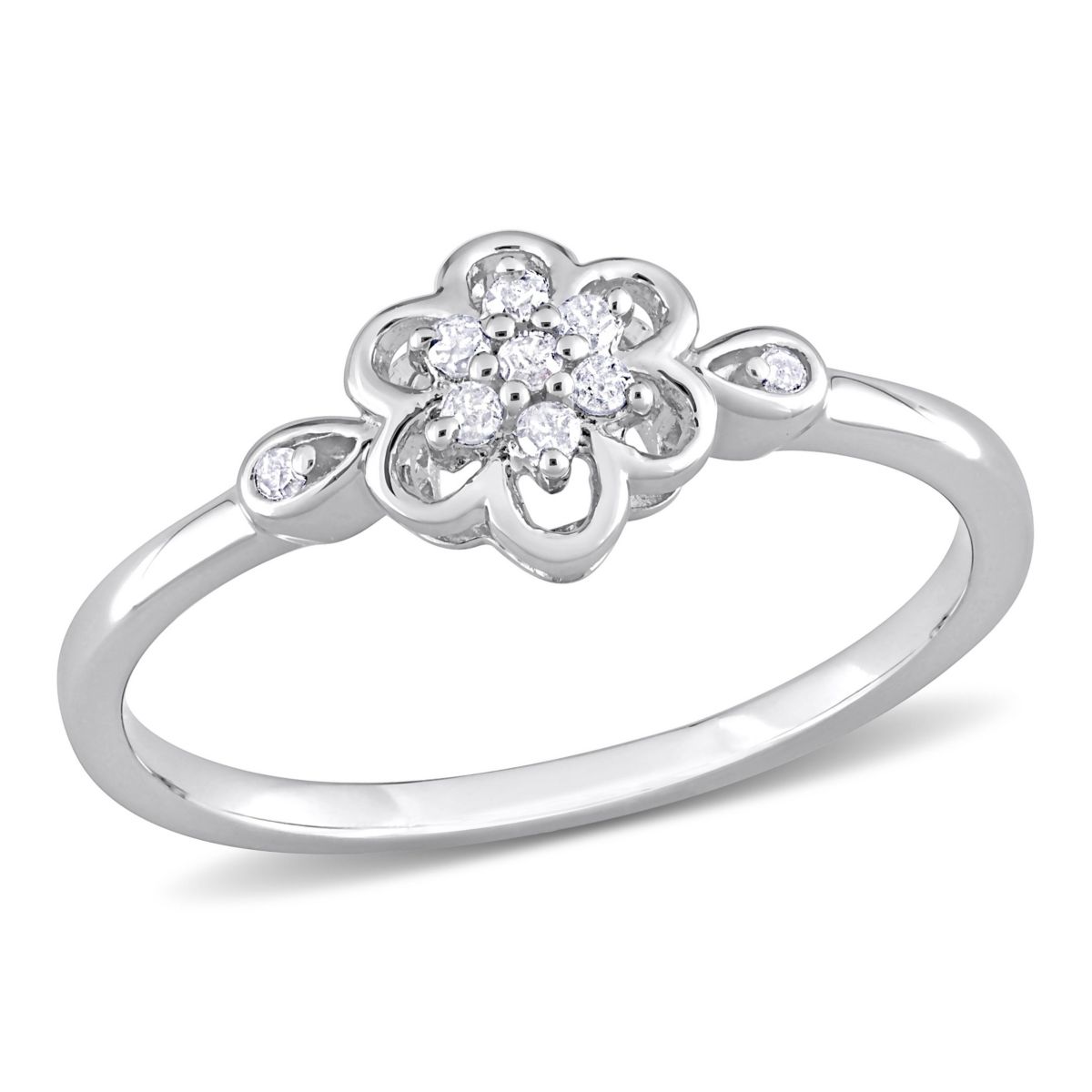 Belk & Co. 1/10 ct. t.w. Diamond Flower Ring in Sterling Silver | Belk