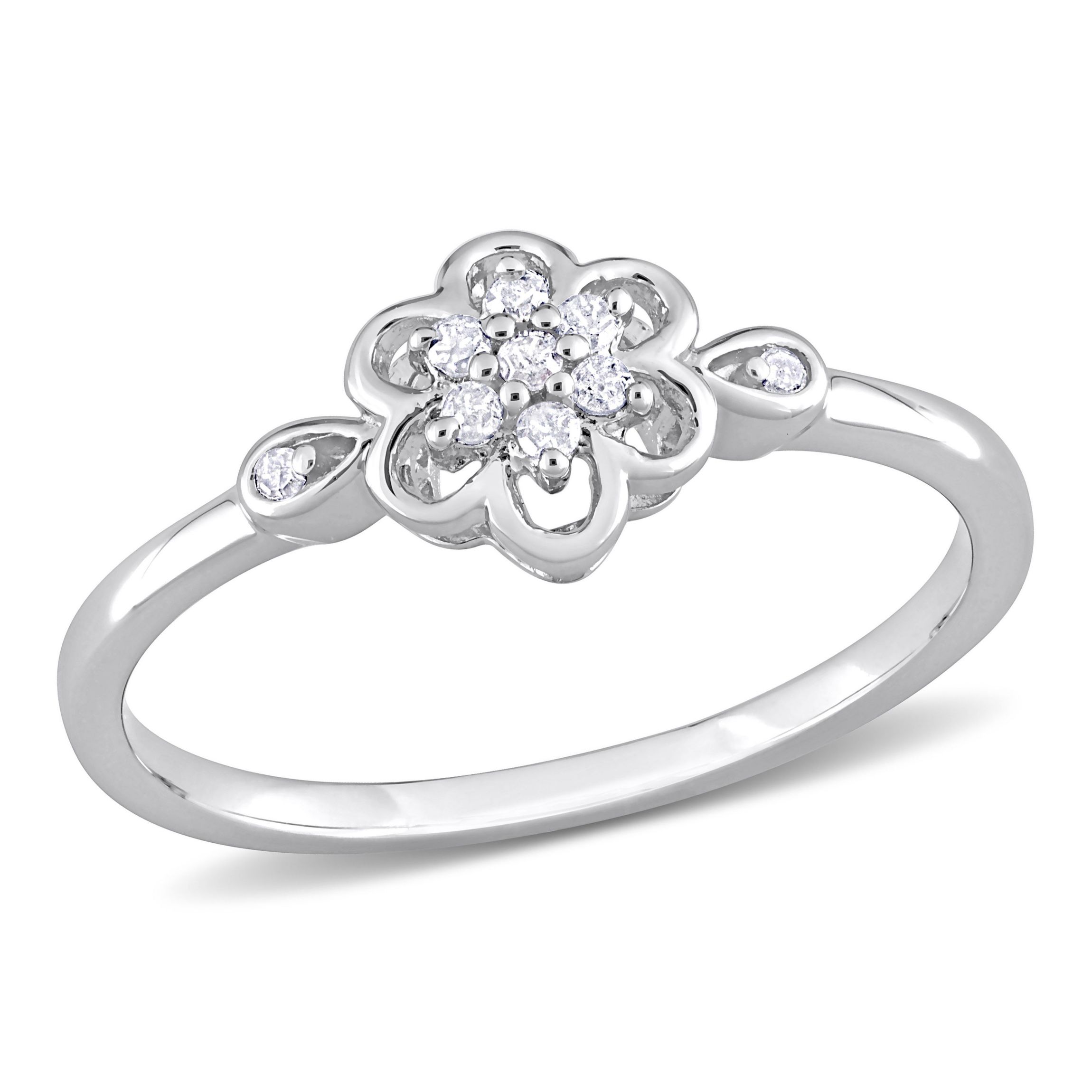 1/10 ct. t.w. Diamond Flower Ring in Sterling Silver