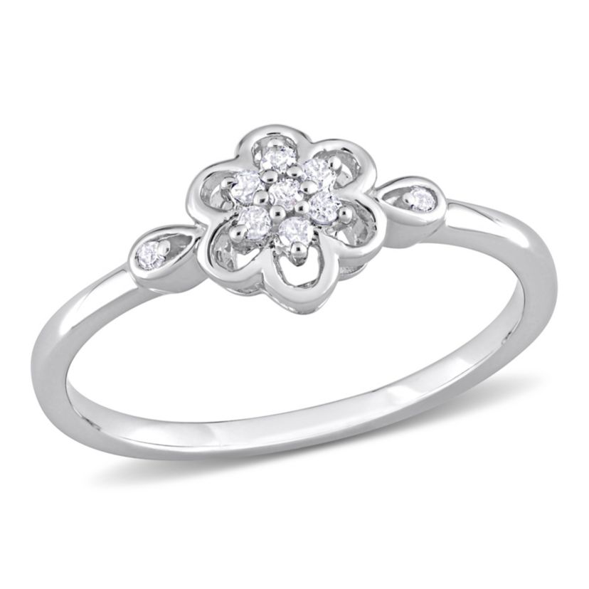 1/10 ct. t.w. Diamond Flower Ring in Sterling Silver