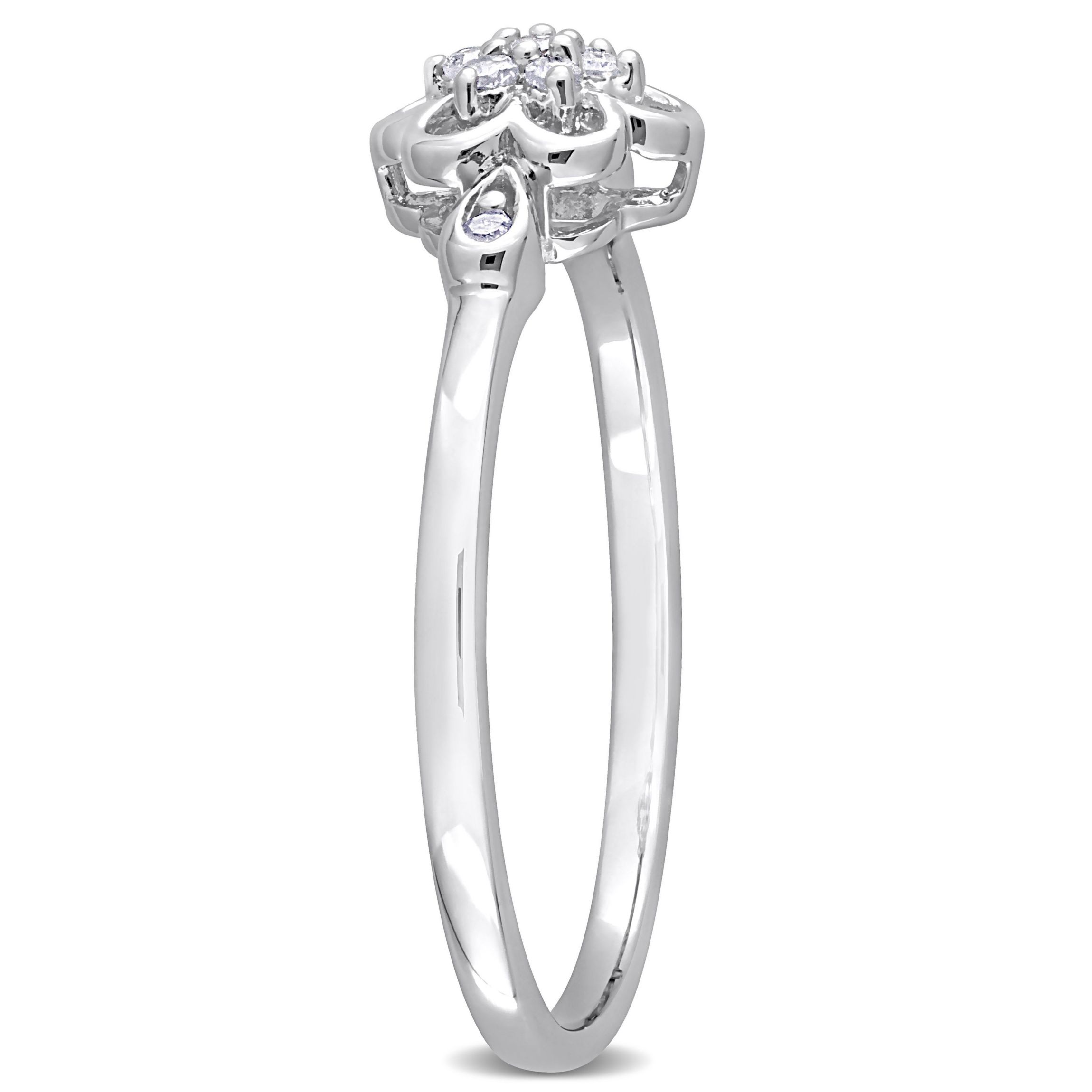 1/10 ct. t.w. Diamond Flower Ring in Sterling Silver